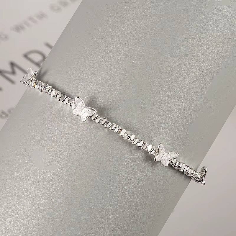 925 Sterling Silver Butterfly Bracelet for Girl Bead String Design Insect Fashion Versatile Jewelry Gift Dropshipping